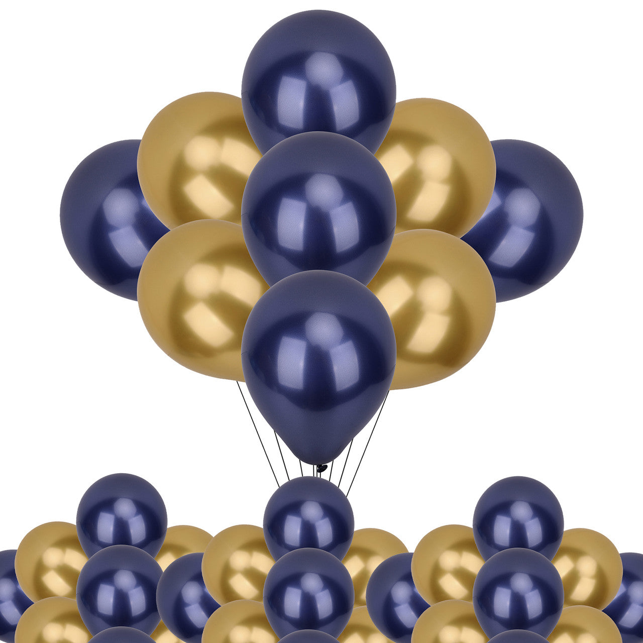Metallic Shiny Balloons - Navy & Gold