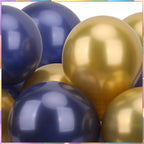 Metallic Shiny Balloons - Navy & Gold