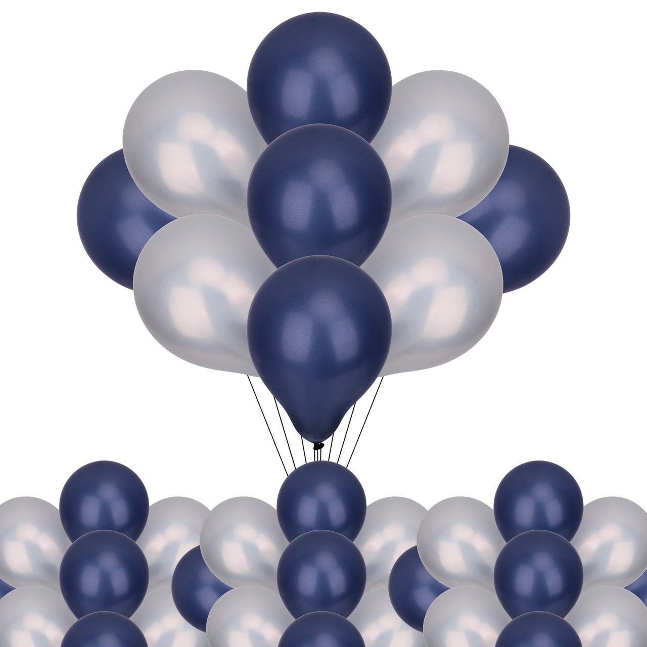 Metallic Shiny Balloons - Navy & Silver