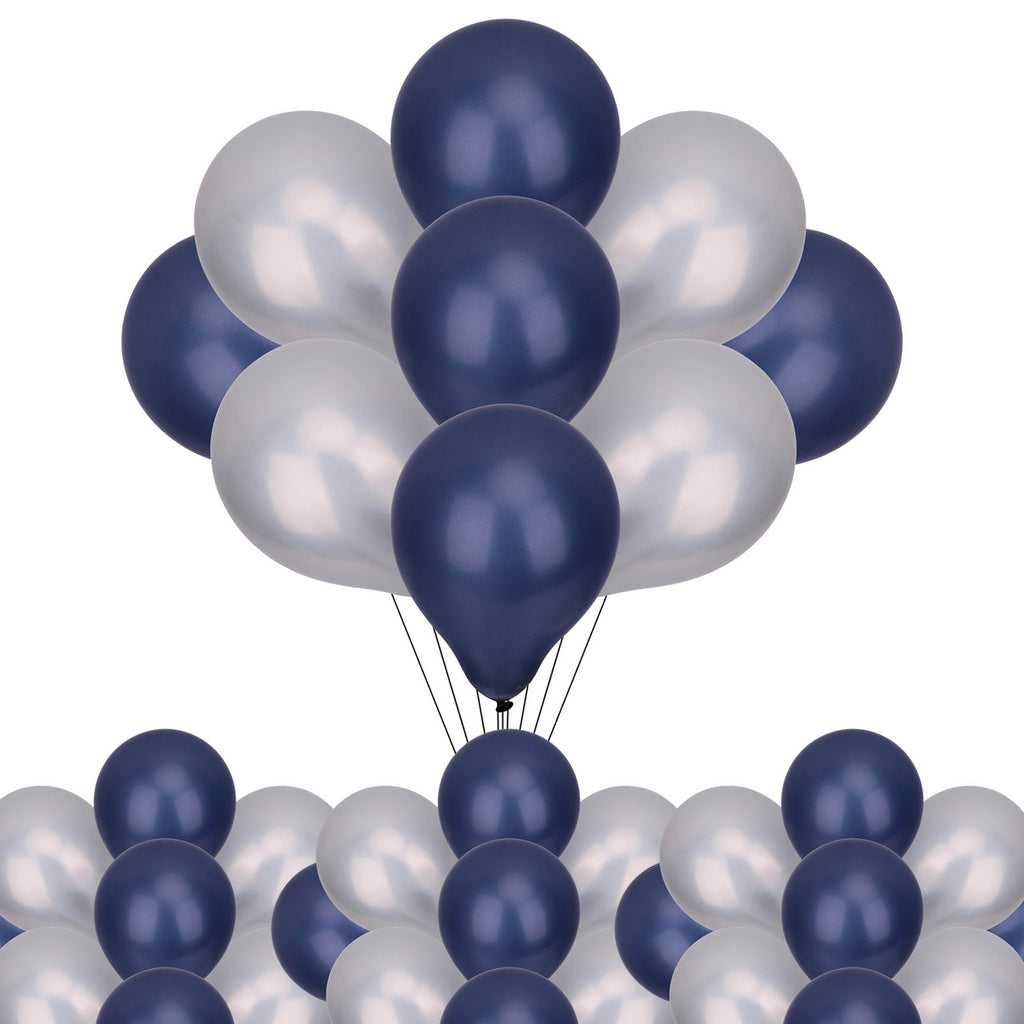 Metallic Shiny Balloons - Navy & Silver
