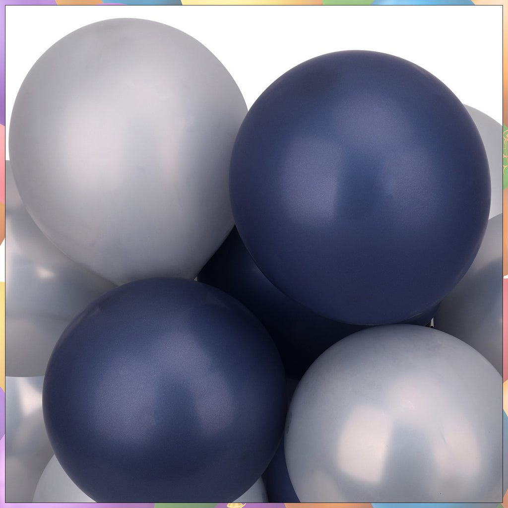 Metallic Shiny Balloons - Navy & Silver
