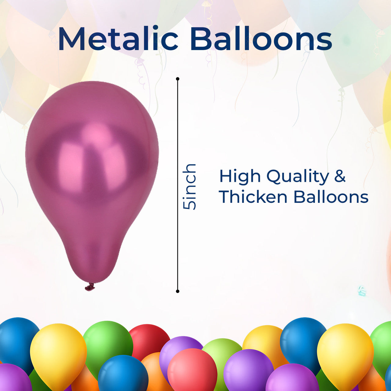 Metallic Shiny Balloons - Rose Pink