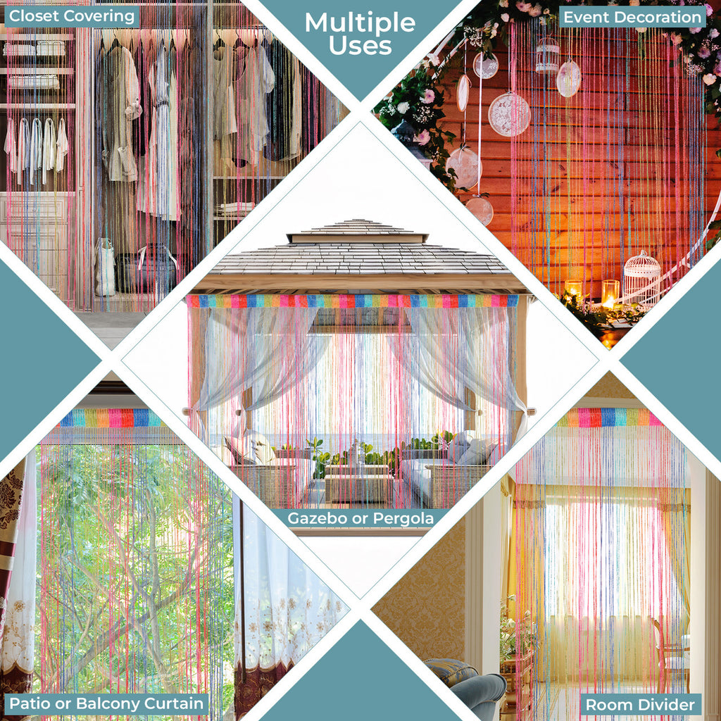 Shiny String Curtain Panel - Multicoloured