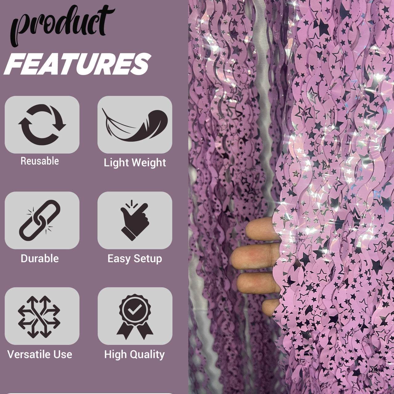 Wavy Ceramic Foil Fringe Curtain (1m x 2m)