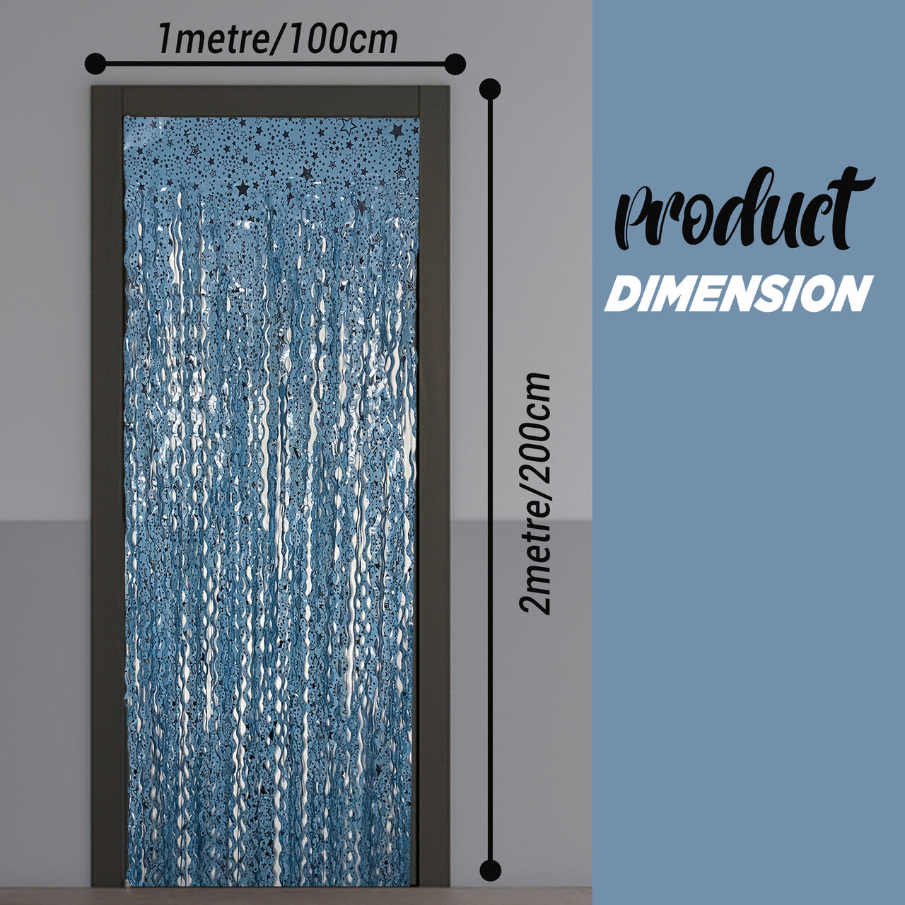 Wavy Ceramic Foil Fringe Curtain (1m x 2m)