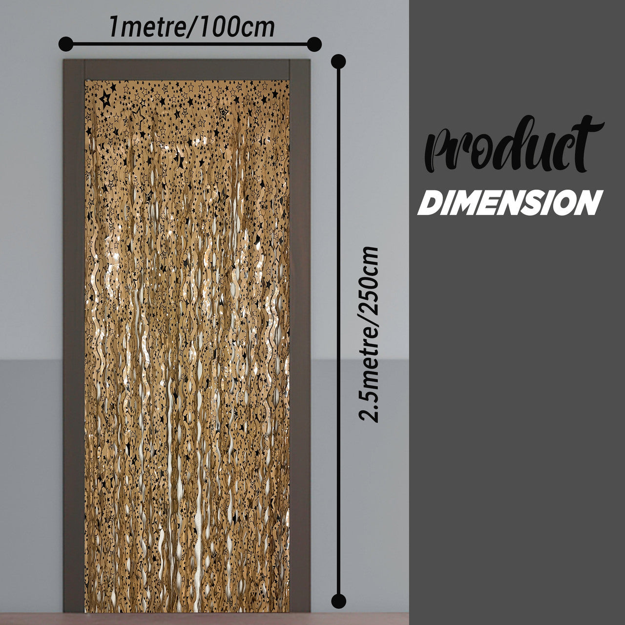 Wavy Ceramic Foil Fringe Curtain (1m x 2m)