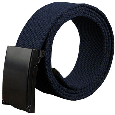 Webbing Army Belt with Black Buckle  - Navy