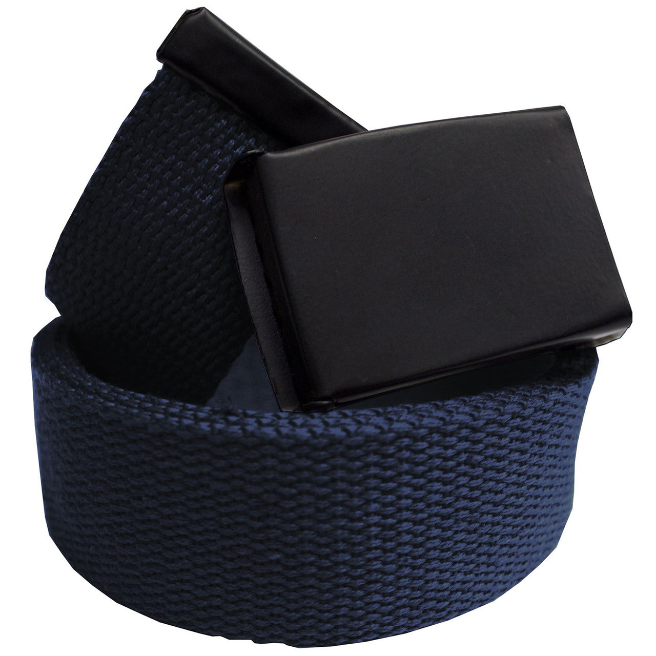 Webbing Army Belt with Black Buckle  - Navy