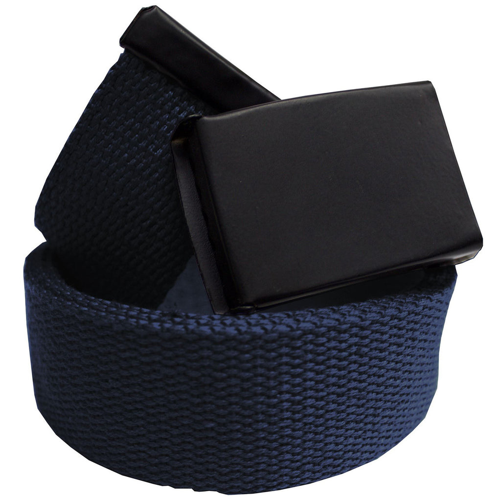 Webbing Army Belt with Black Buckle  - Navy