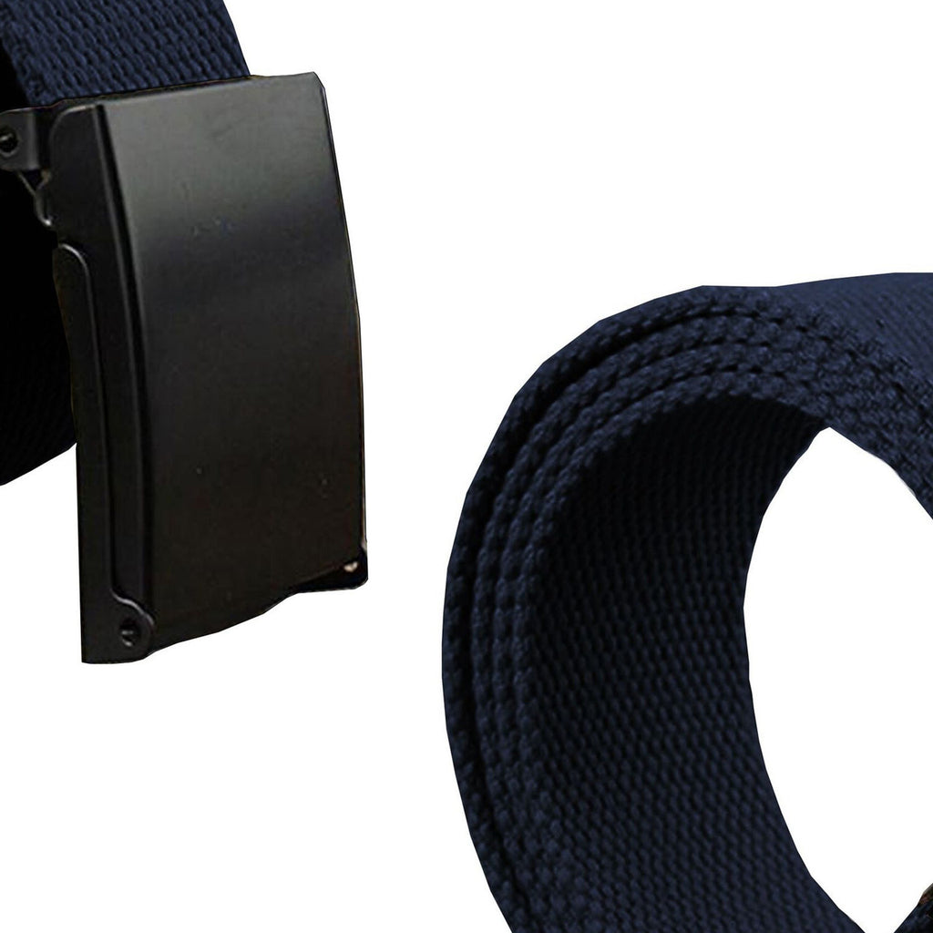 Webbing Army Belt with Black Buckle  - Navy