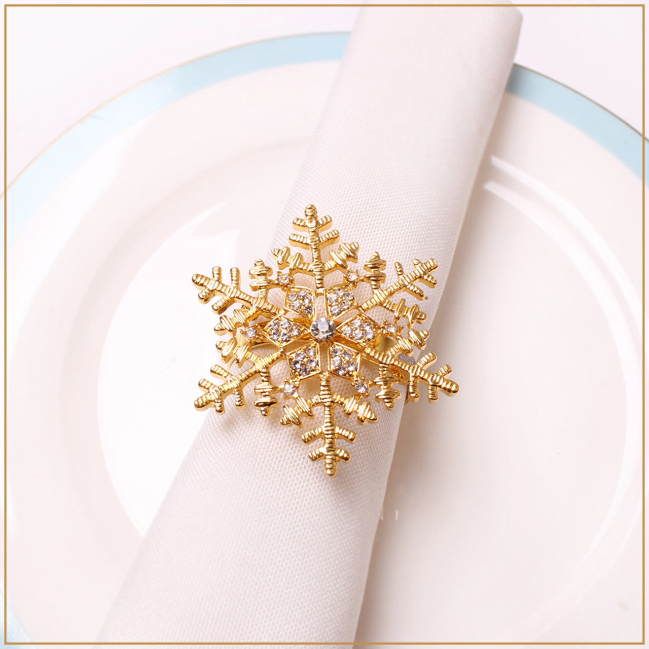 Diamante Snowflake Napkin Rings – Winter Table Décor