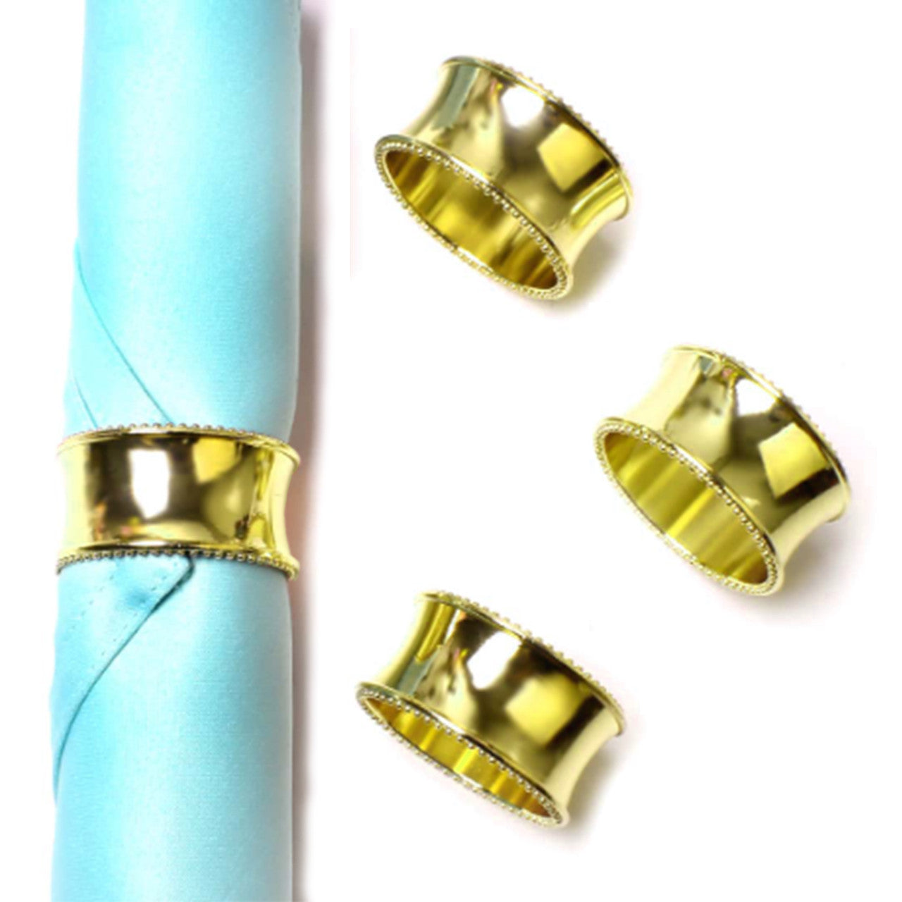 Hammered Beaded Napkin Rings – Table Décor Set