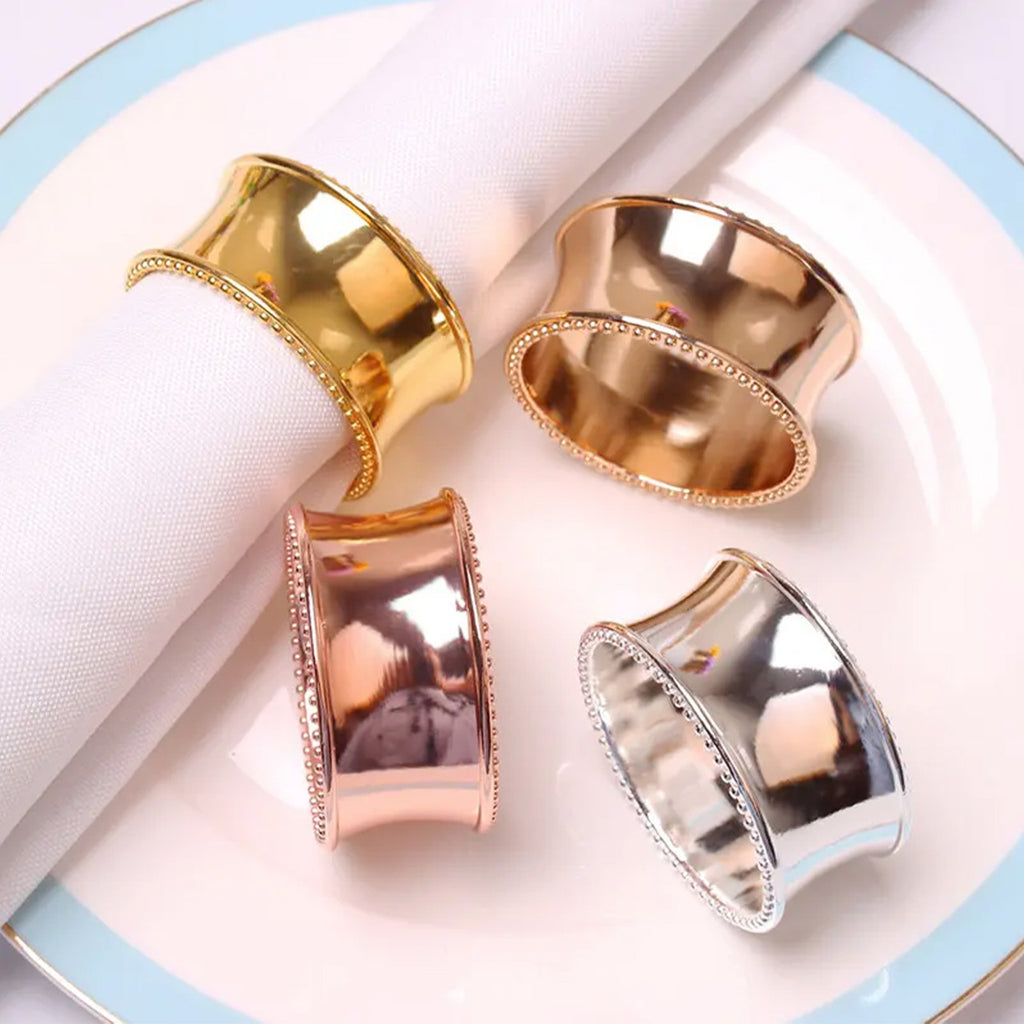 Hammered Beaded Napkin Rings – Table Décor Set