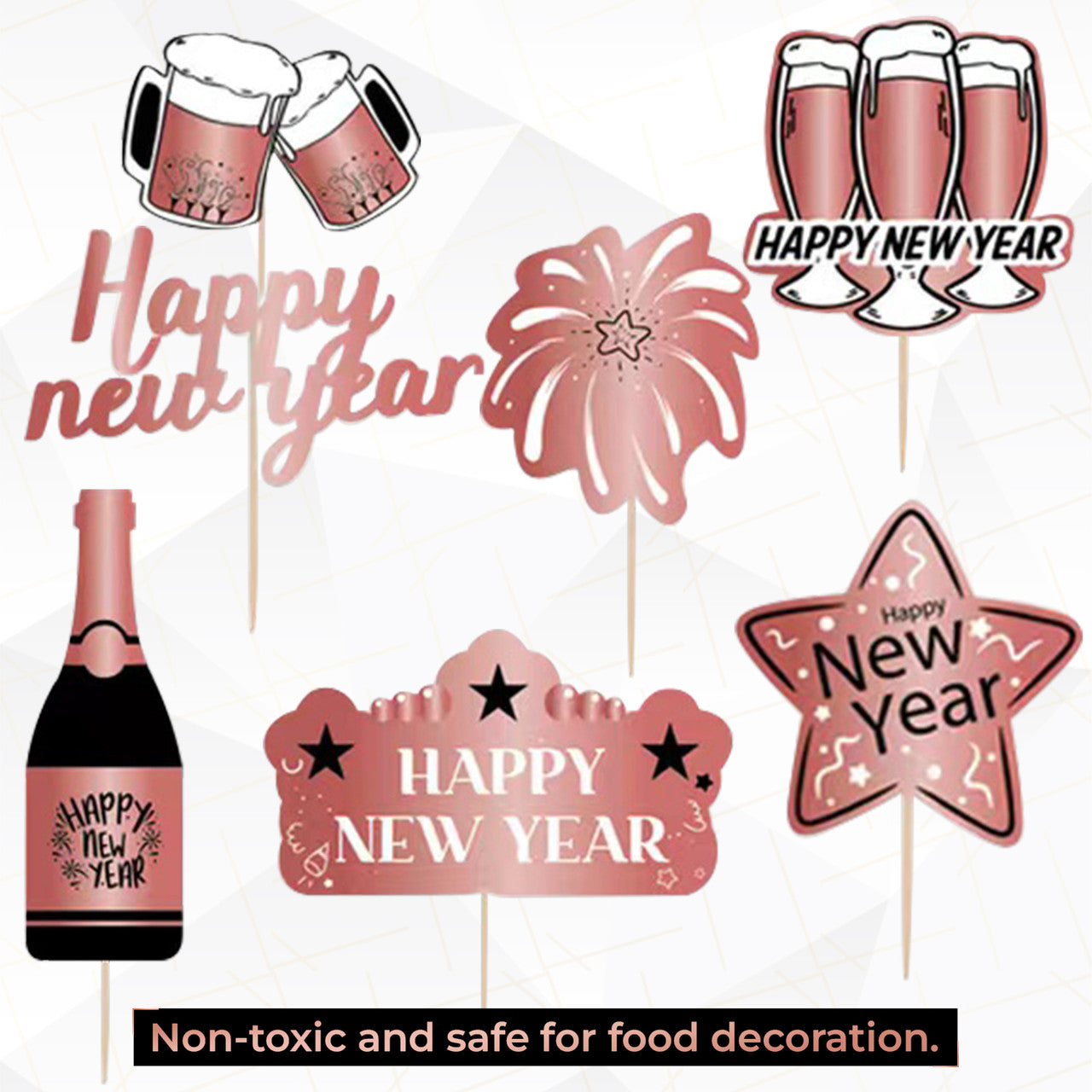 New Year Cocktail Picks - Rose Gold - 7pcs