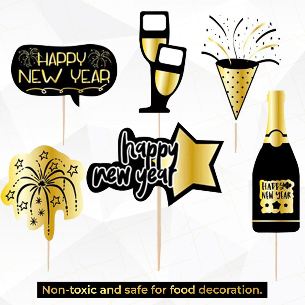 New Year Cocktail Picks - Black - 6pcs