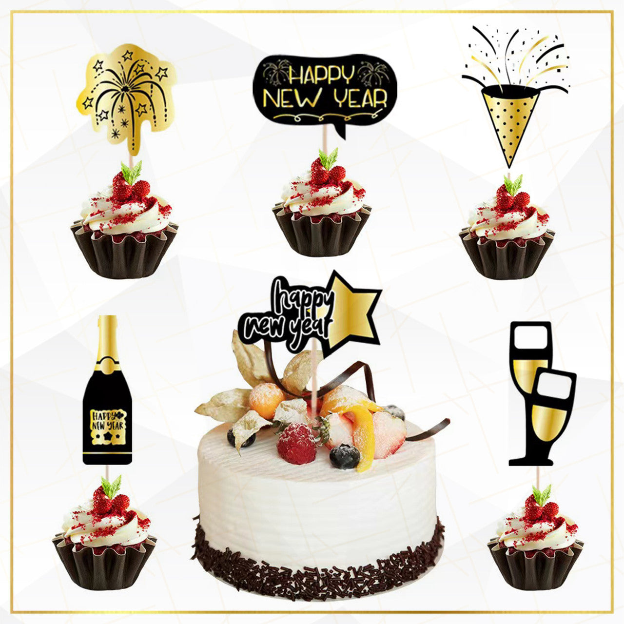 New Year Cocktail Picks - Black - 6pcs