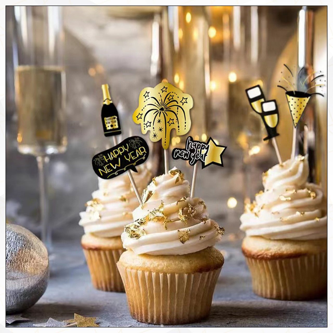 New Year Cocktail Picks - Black - 6pcs