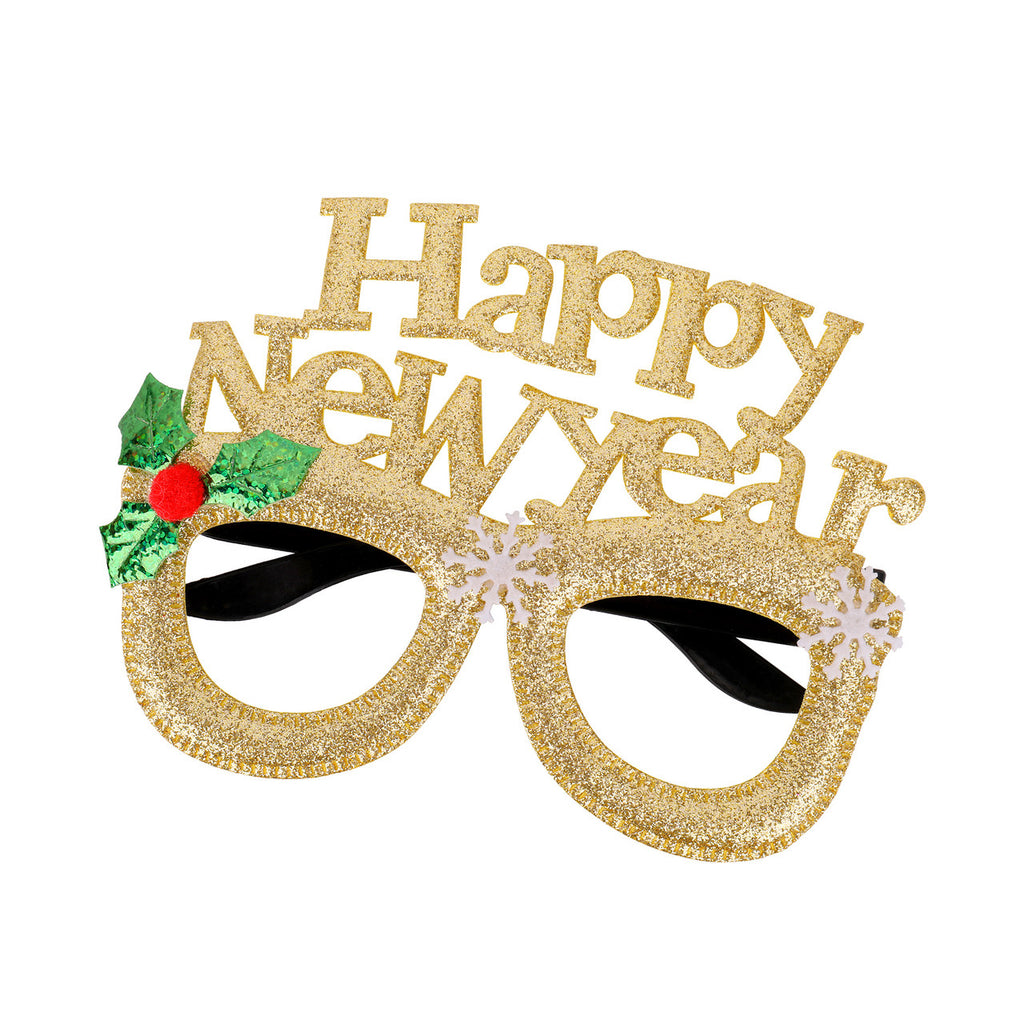Happy New Year Glitter Party Eyeglasses - Gold