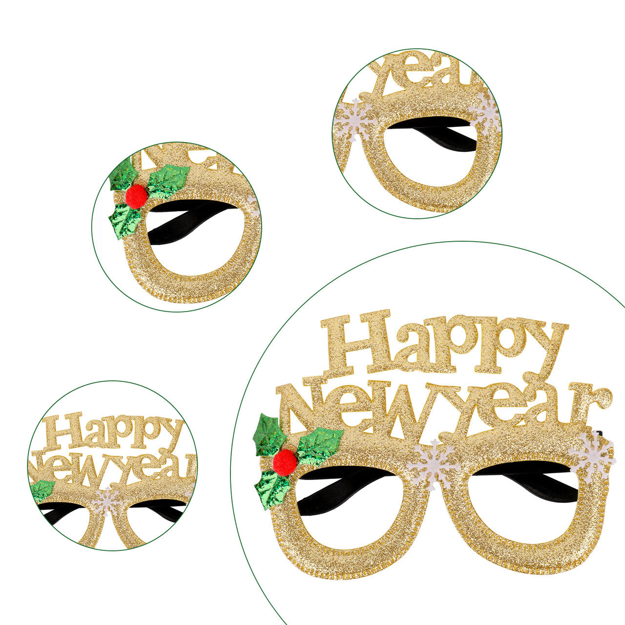 Happy New Year Glitter Party Eyeglasses - Gold