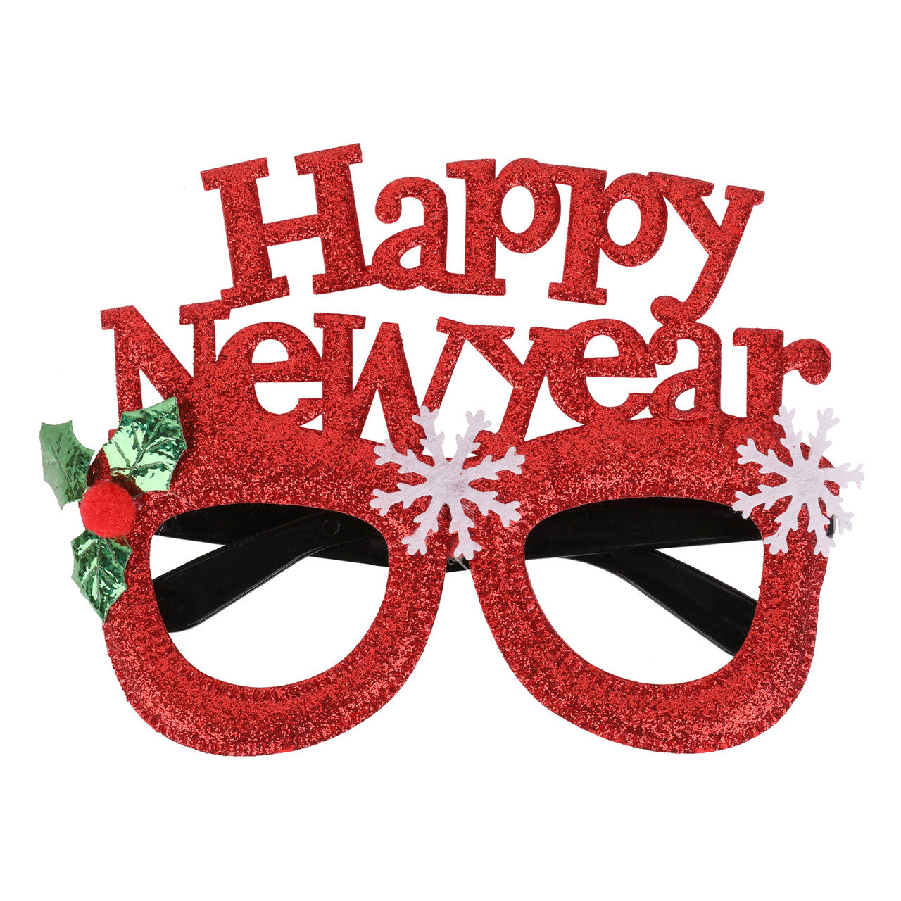 Happy New Year Glitter Party Eyeglasses - Red