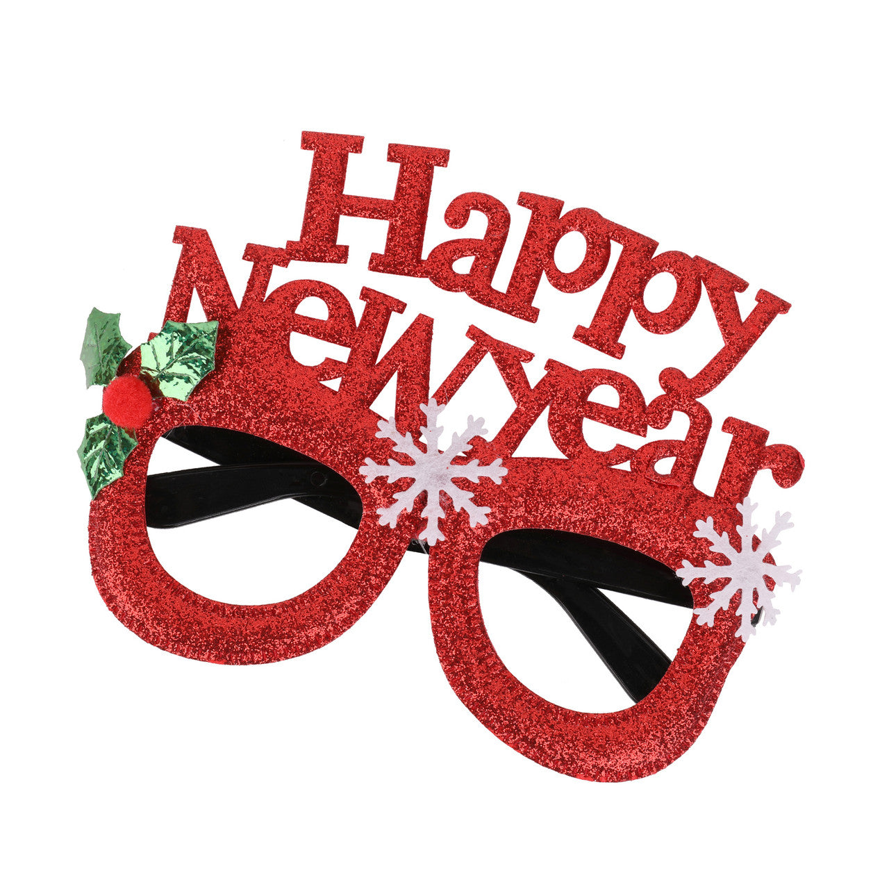 Happy New Year Glitter Party Eyeglasses - Red