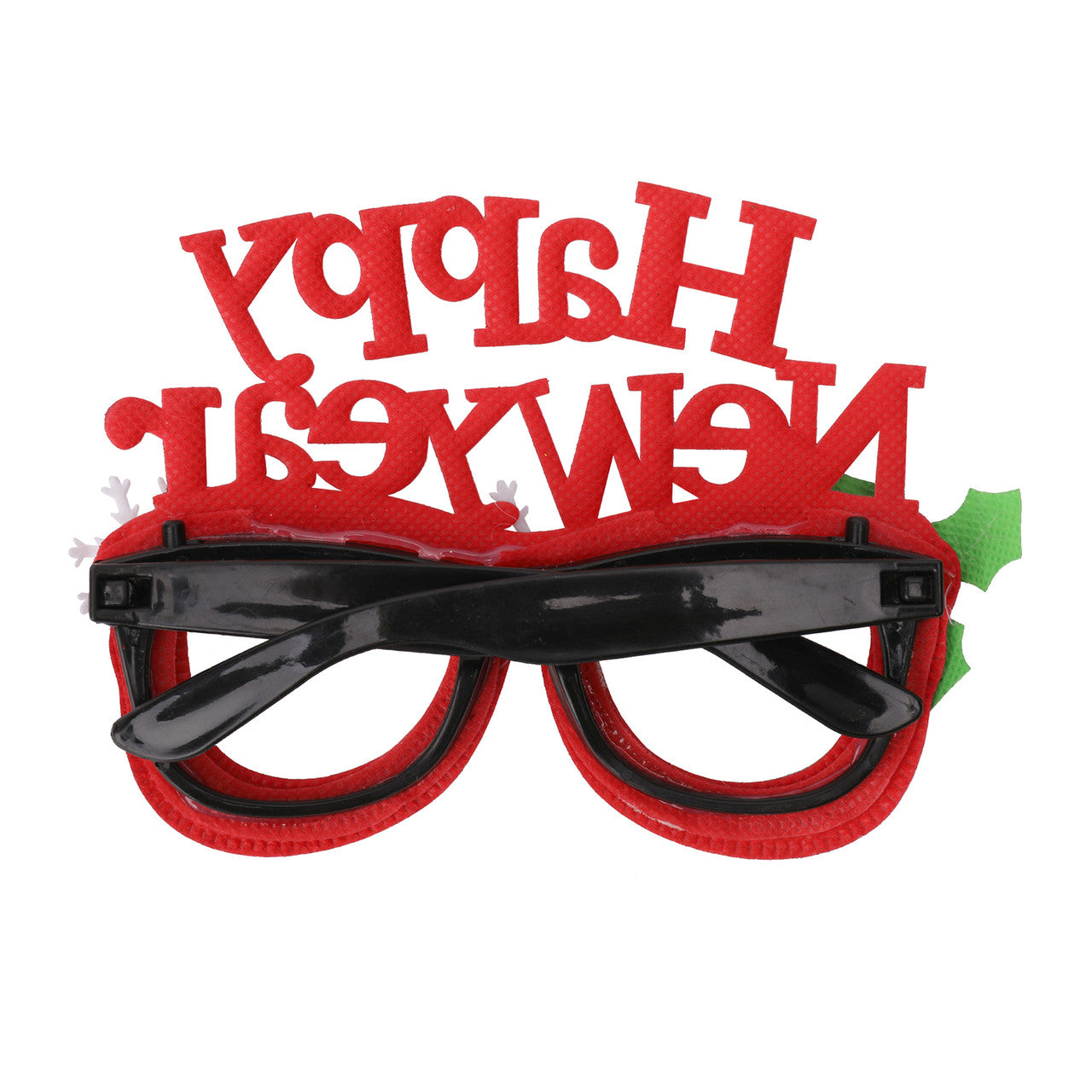 Happy New Year Glitter Party Eyeglasses - Red