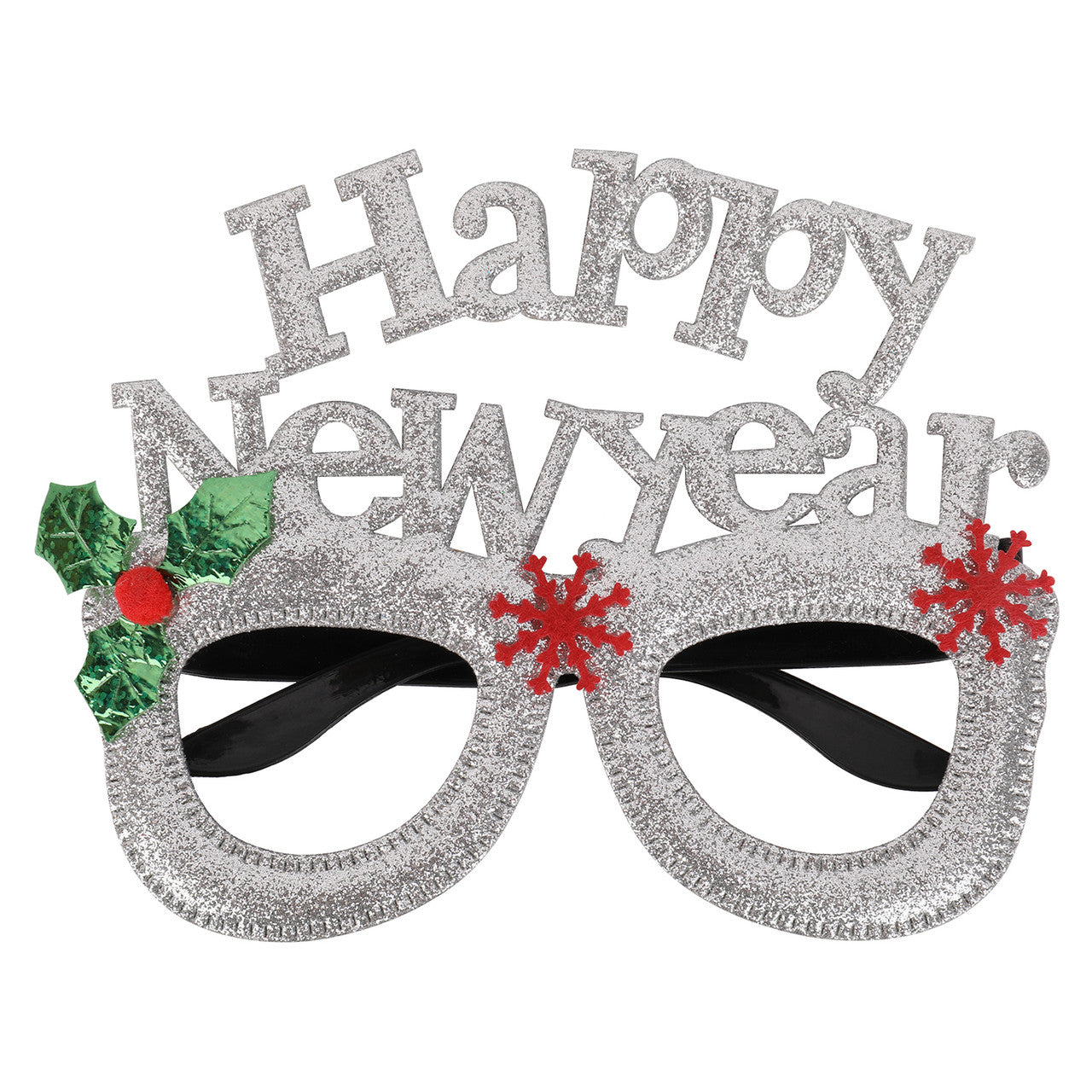 Happy New Year Glitter Party Eyeglasses - Silver