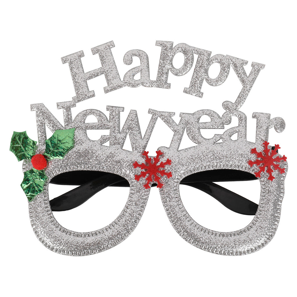 Happy New Year Glitter Party Eyeglasses - Silver