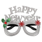 Happy New Year Glitter Party Eyeglasses - Silver