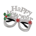 Happy New Year Glitter Party Eyeglasses - Silver