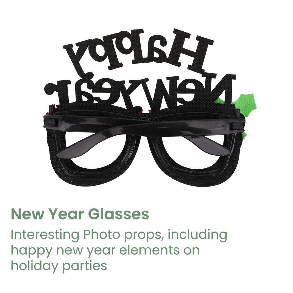 Happy New Year Glitter Party Eyeglasses - Silver