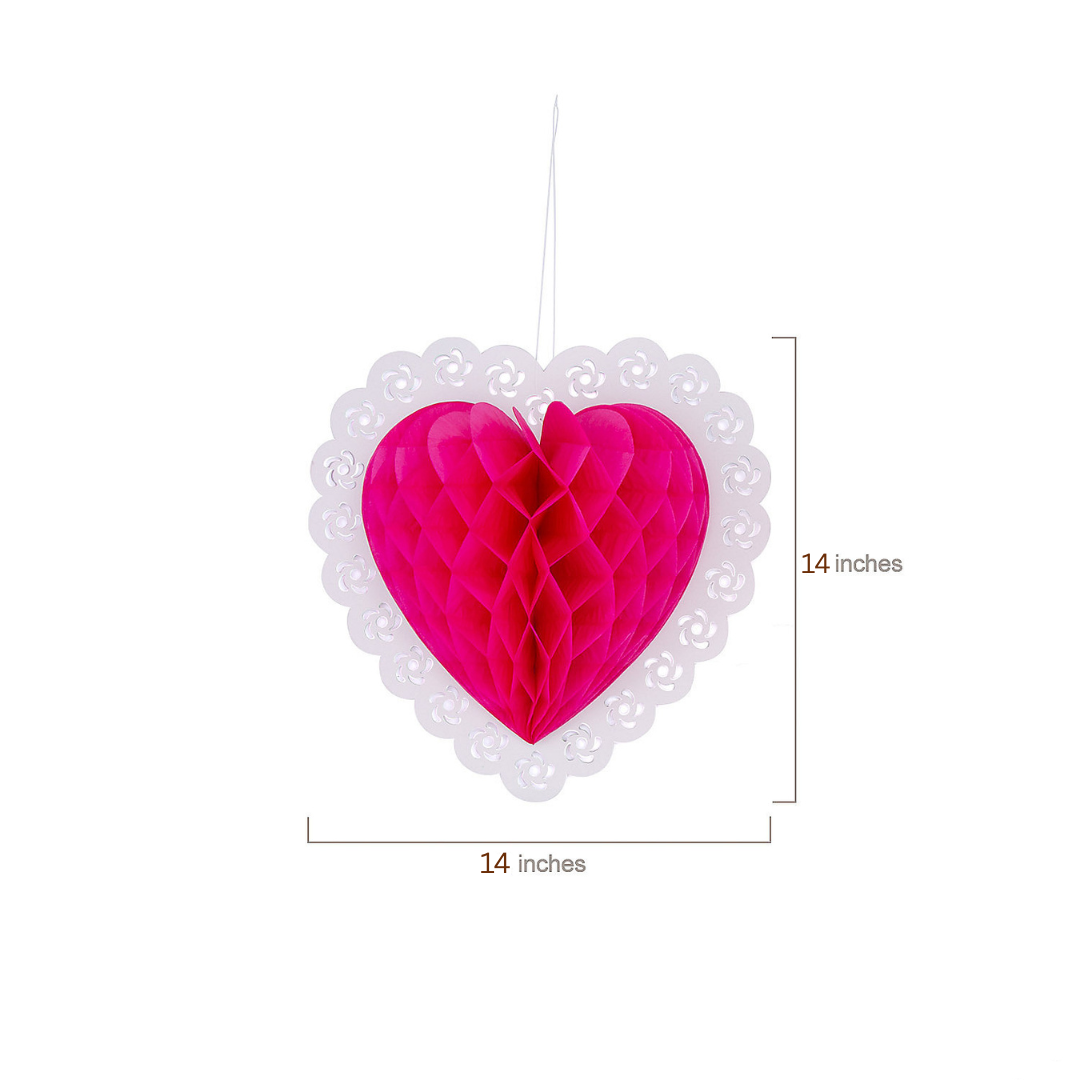 Valentines Hanging Heart Decorations - Hot Pink