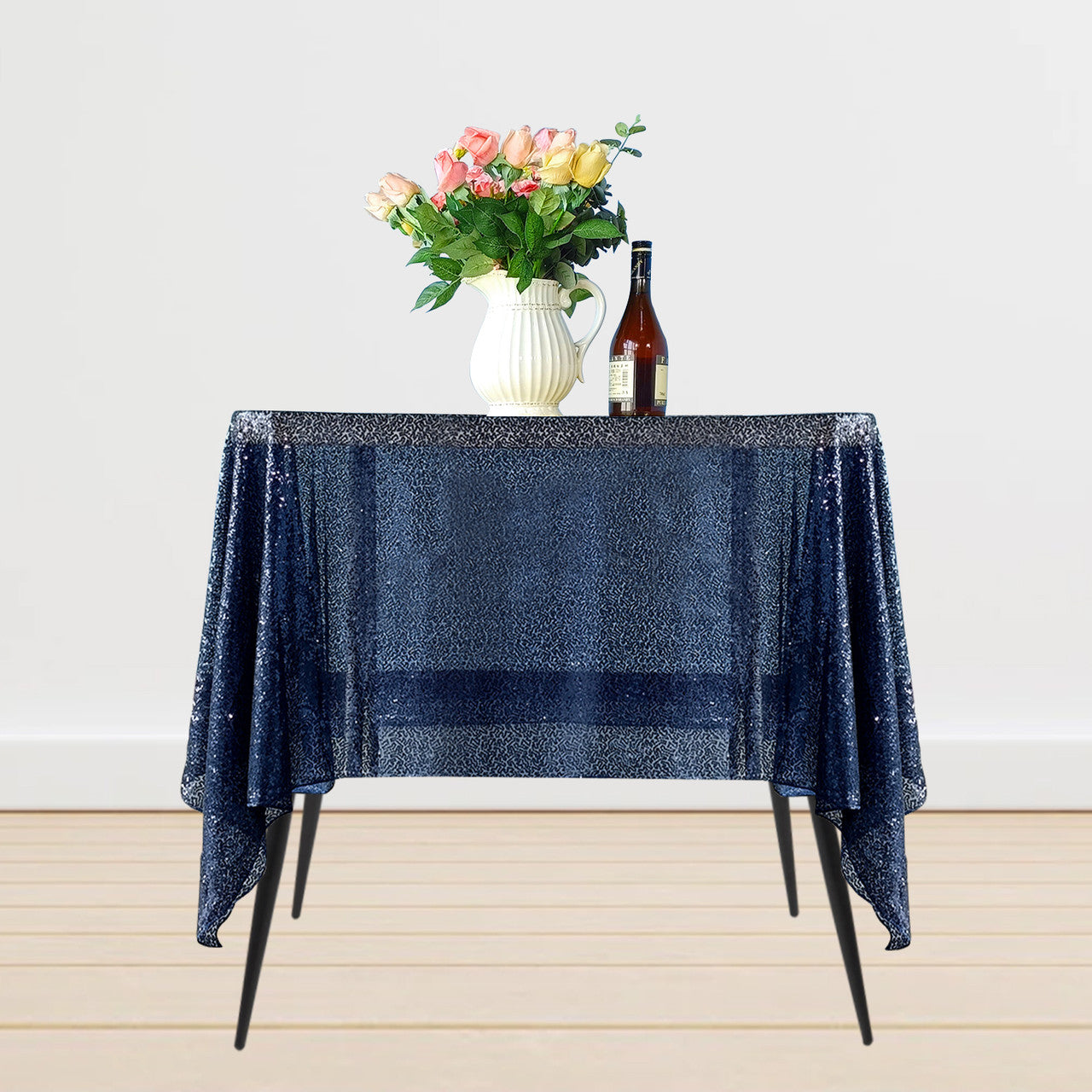 Sequin Sparkly Square Tablecloth - Navy