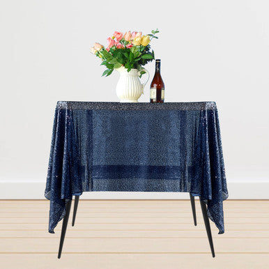 Sequin Sparkly Square Tablecloth - Navy