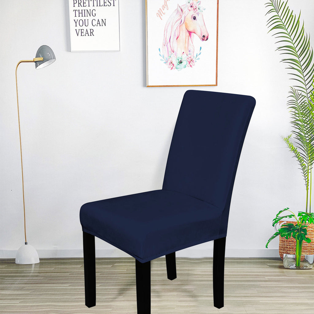 Short Velvet-Touch Spandex Chair Cover - Navy