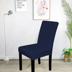 Short Velvet-Touch Spandex Chair Cover - Navy