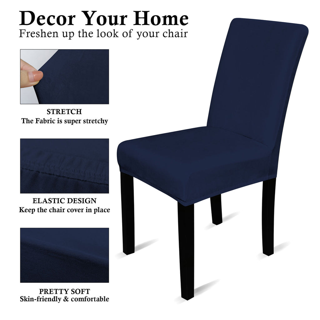 Short Velvet-Touch Spandex Chair Cover - Navy