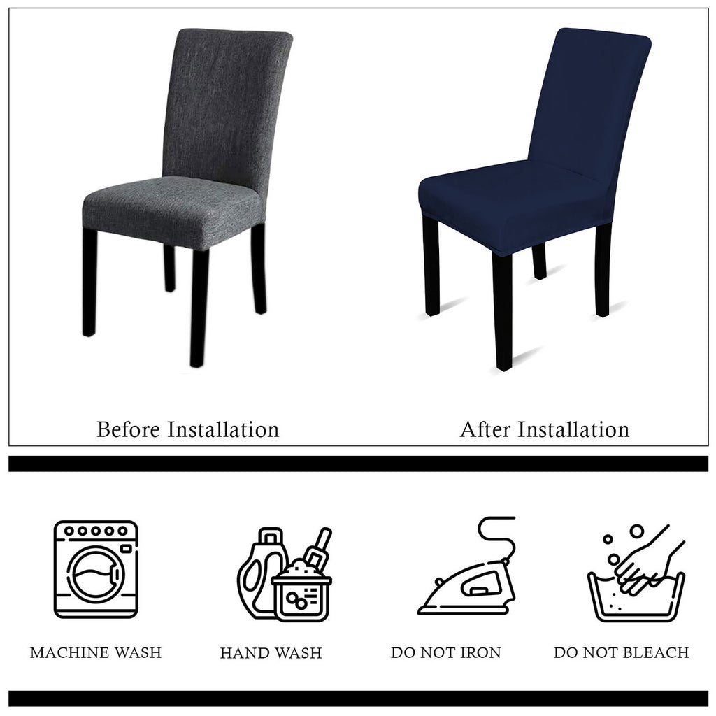 Short Velvet-Touch Spandex Chair Cover - Navy