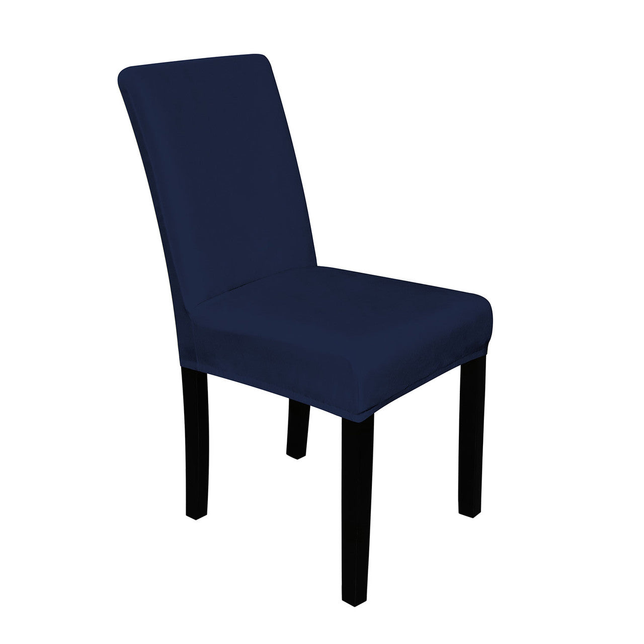 Short Velvet-Touch Spandex Chair Cover - Navy