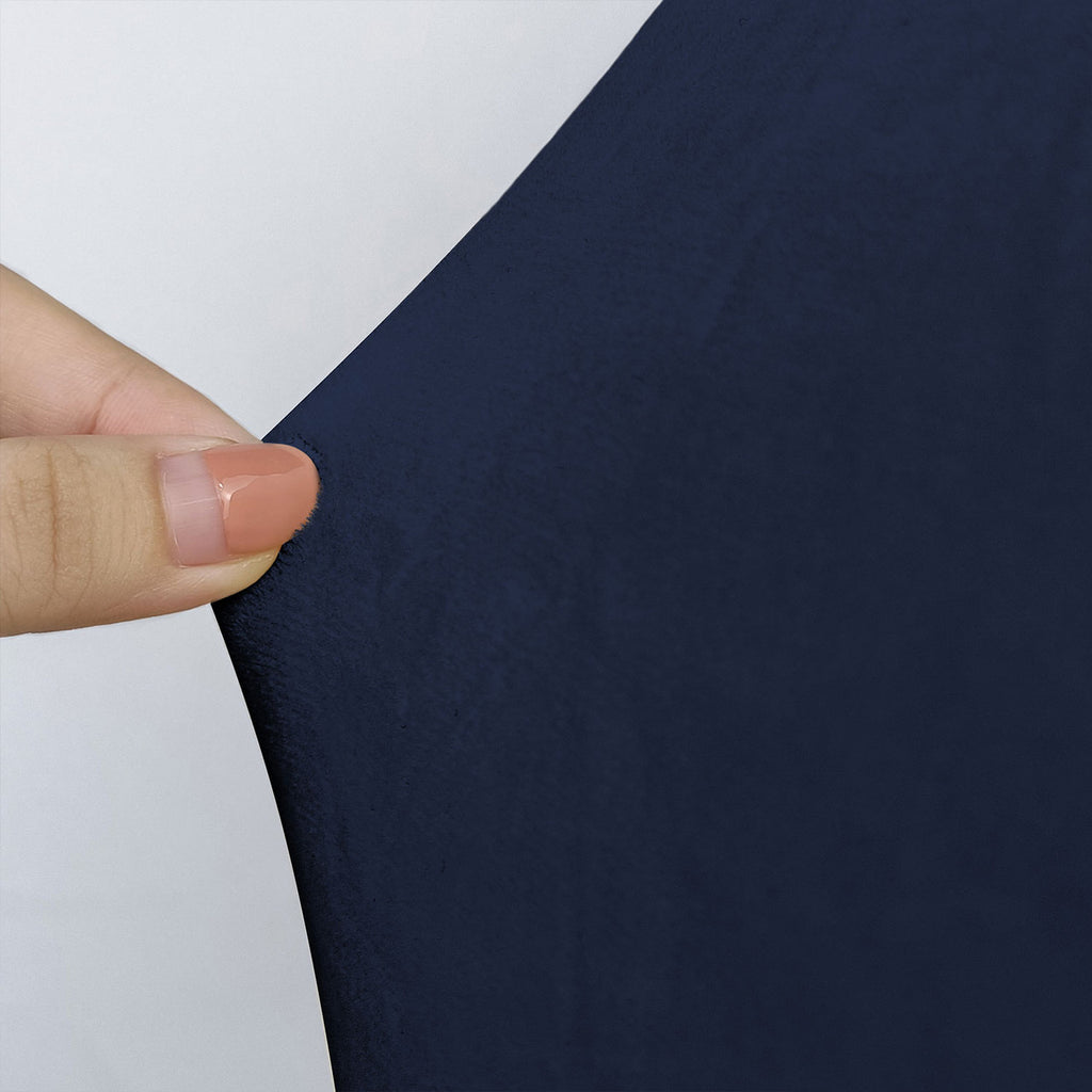 Short Velvet-Touch Spandex Chair Cover - Navy