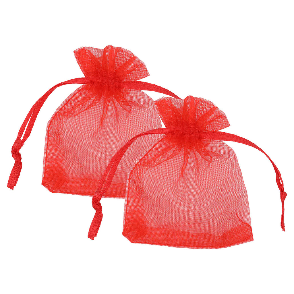 Organza Bags - 7cm x 9cm - 100pcs - Snowflake - Red