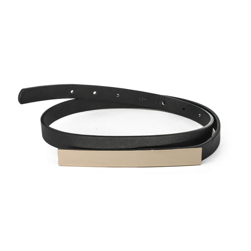 OBI Band Belt - Black with Silver Buckle