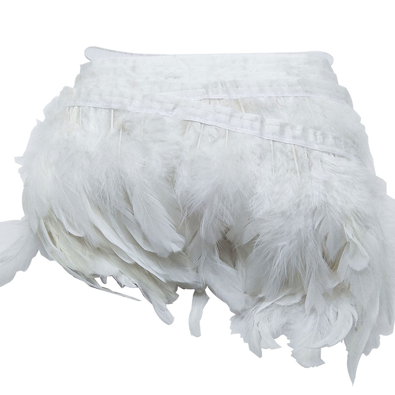 Rooster Feather Fringe for Costume - White