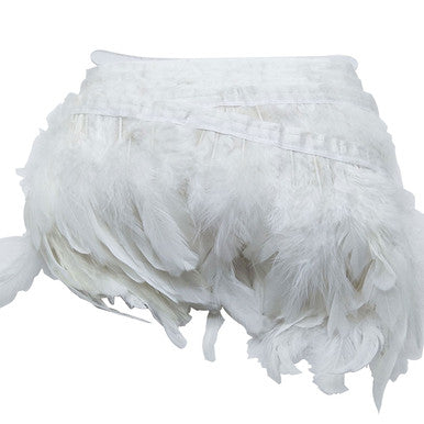 Rooster Feather Fringe for Costume - White