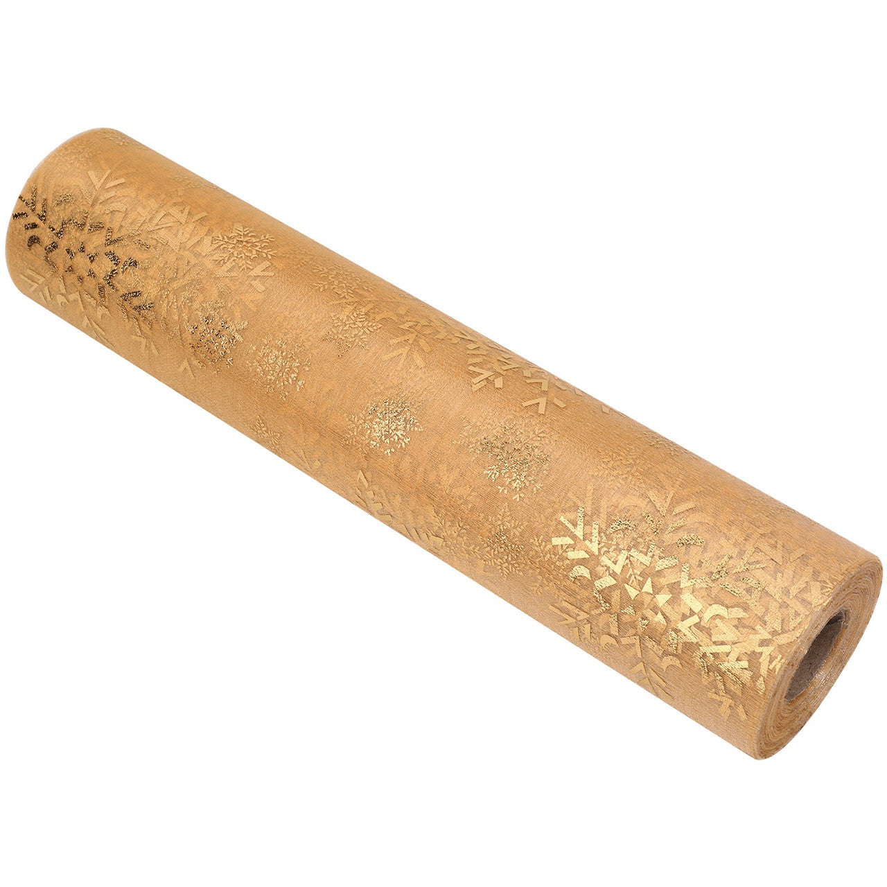 25m x 29cm Organza Roll - Gold Snow Flake Print