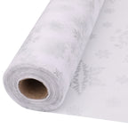 25m x 29cm Organza Roll - Silver Snow Flake Print