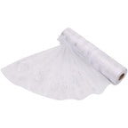 25m x 29cm Organza Roll - Silver Snow Flake Print