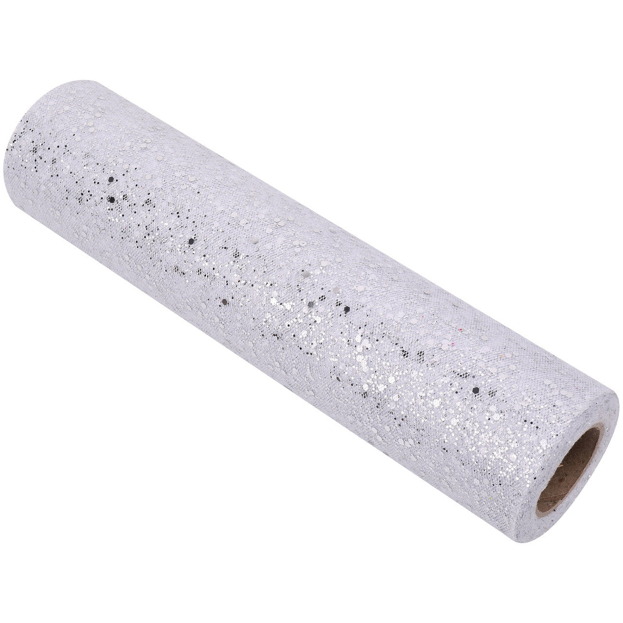 25m x 29cm Organza Roll - Silver Glitter Mesh