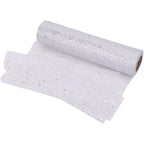 25m x 29cm Organza Roll - Silver Glitter Mesh