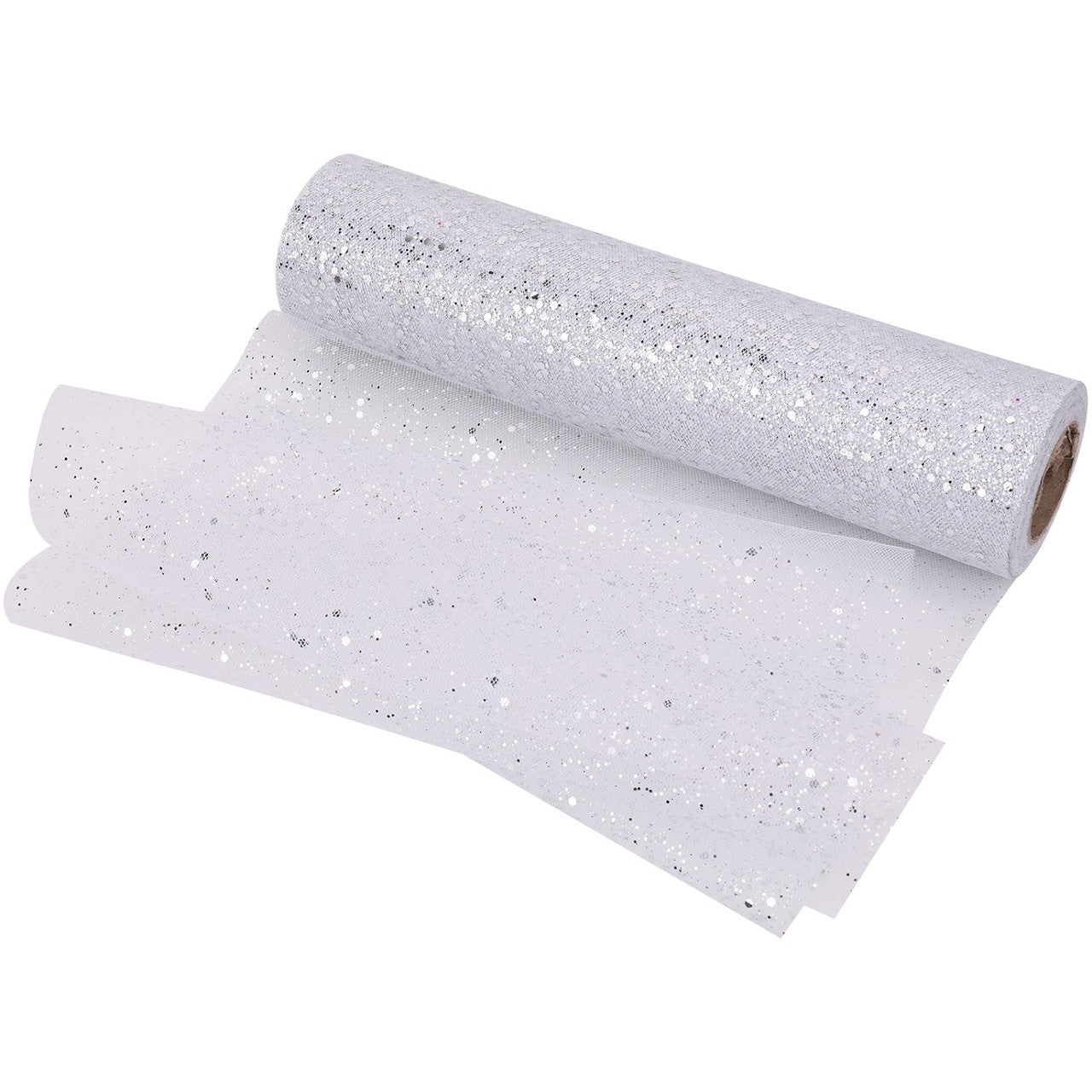 25m x 29cm Organza Roll - Silver Glitter Mesh